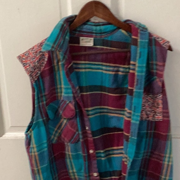 Vintage90s Rolling Stones tongue flannel vest - Picture 3 of 8